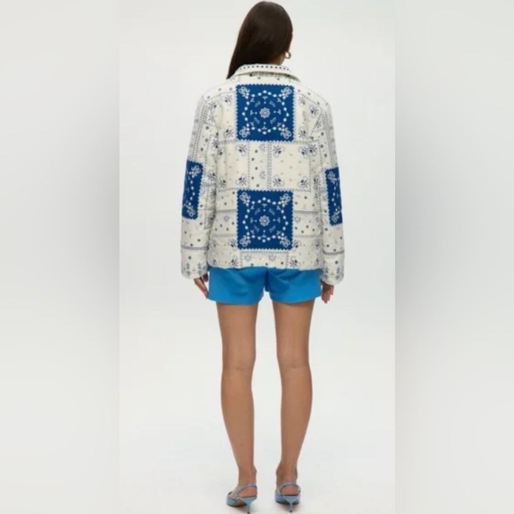 Caroline Constas Blue Ecru Bandana jacket NWOT - Picture 2 of 10